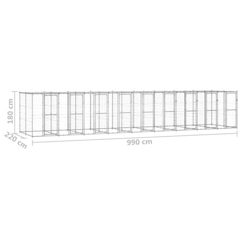  Kojec dla psa, z zadaszeniem, stal galwanizowana, 21,78 m²