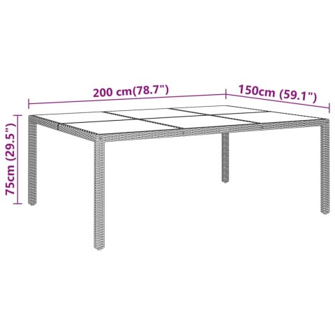  Stół ogrodowy, 200x150x75 cm, szkło i rattan PE, beżowy