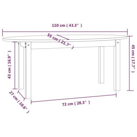  Stolik kawowy, 110x55x45 cm, lite drewno sosnowe