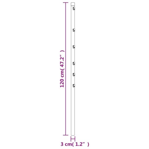  Słupki ogrodzeniowe 15 szt, srebrne, 120 cm, stal galwanizowana