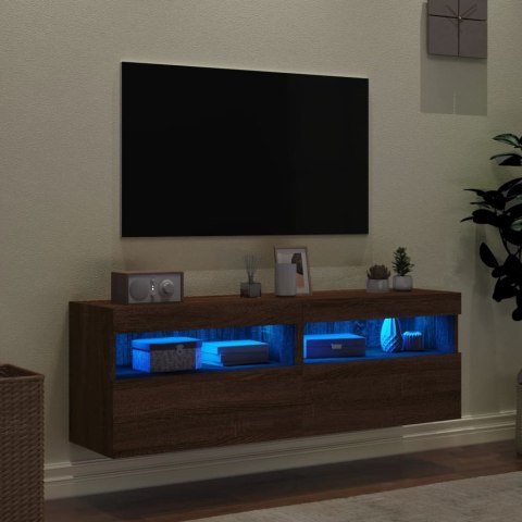  Ścienne szafki TV z LED, 2 szt., brązowy dąb, 60x30x40 cm