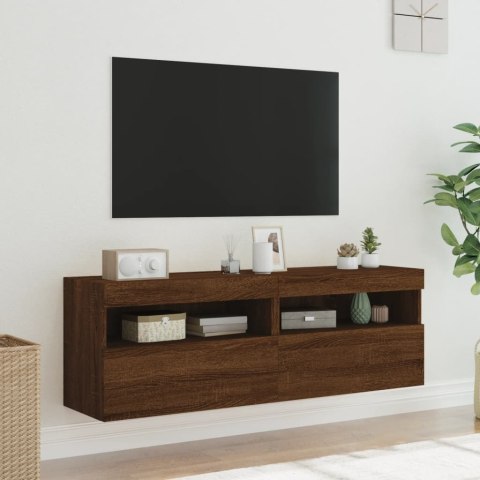  Ścienne szafki TV z LED, 2 szt., brązowy dąb, 60x30x40 cm