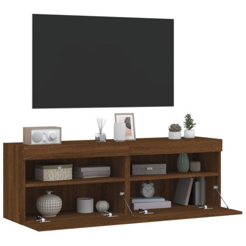  Ścienne szafki TV z LED, 2 szt., brązowy dąb, 60x30x40 cm