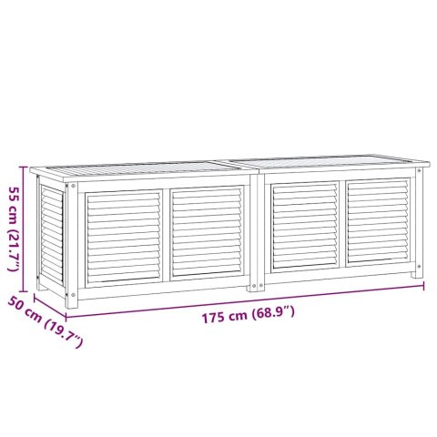  Skrzynia ogrodowa z workiem, 175x50x55 cm, lite drewno tekowe