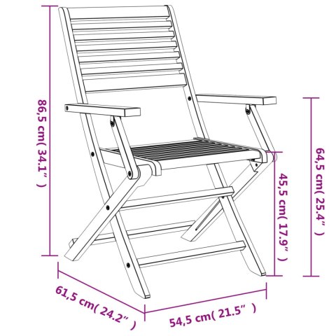  Składane krzesła ogrodowe, 6 szt., 54,5x61,5x86,5 cm, akacja