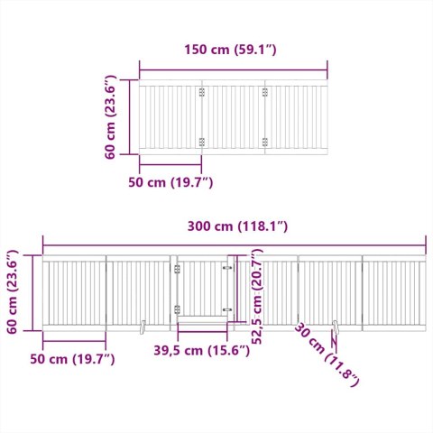  Składana bramka dla psa, z drzwiami, 15 paneli, brązowa, 750 cm