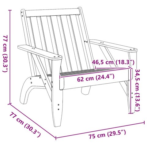  Krzesło ogrodowe Adirondack 75x77x77 cm lite drewno sosnowe