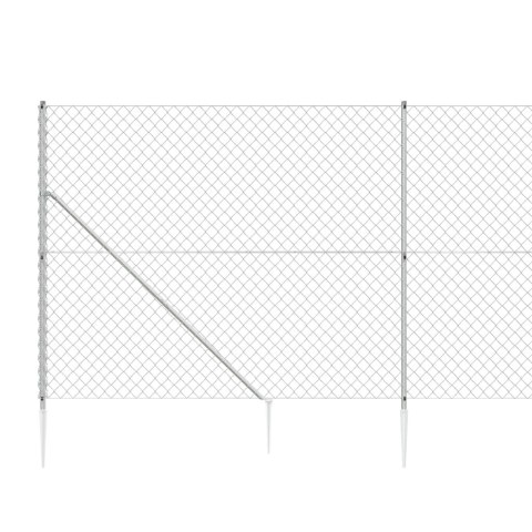  Ogrodzenie z siatki, z kotwami, srebrne, 1,6x25 m