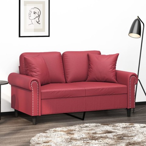  2-os. sofa z poduszkami, winna czerwień, 120 cm, sztuczna skóra