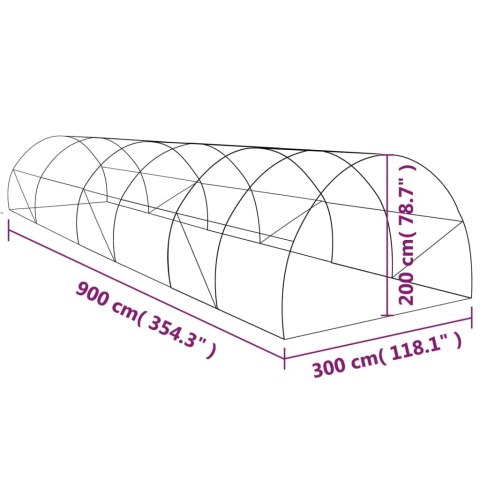  Szklarnia ogrodowa, 27 m², 900 x 300 x 200 cm