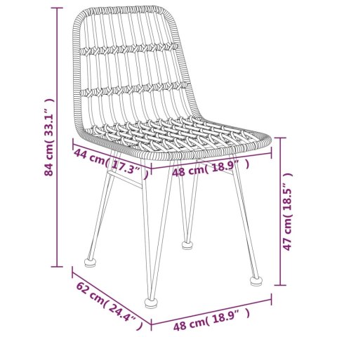  Krzesła ogrodowe, 2 szt., czarne, 48x62x84 cm, rattan PE