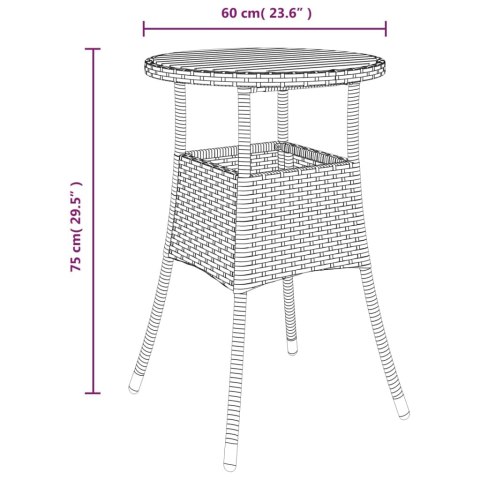  Stolik ogrodowy, Ø60x75 cm, drewno akacjowe i rattan PE, szary