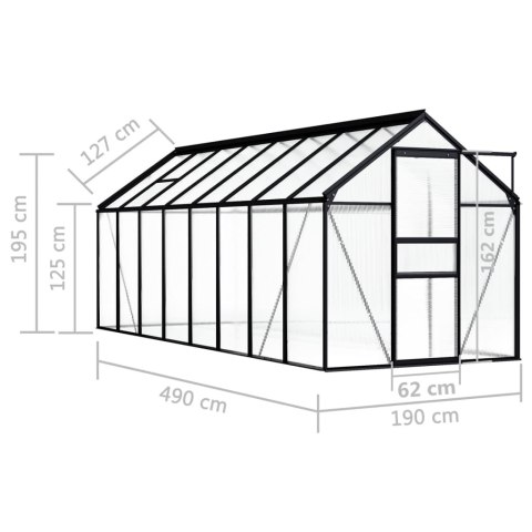  Szklarnia, antracytowa, aluminium, 9,31 m²