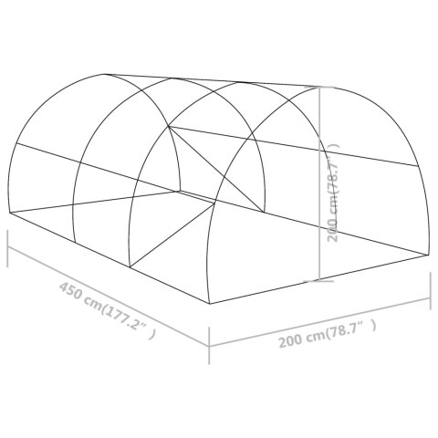  Szklarnia ogrodowa, 9 m², 4,5 x 2 x 2 m