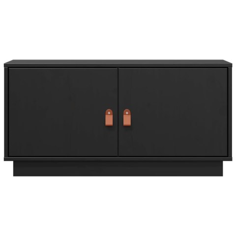  Szafka pod TV, czarna, 80x34x40 cm, lite drewno sosnowe