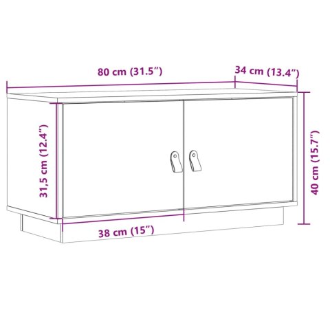  Szafka pod TV, czarna, 80x34x40 cm, lite drewno sosnowe