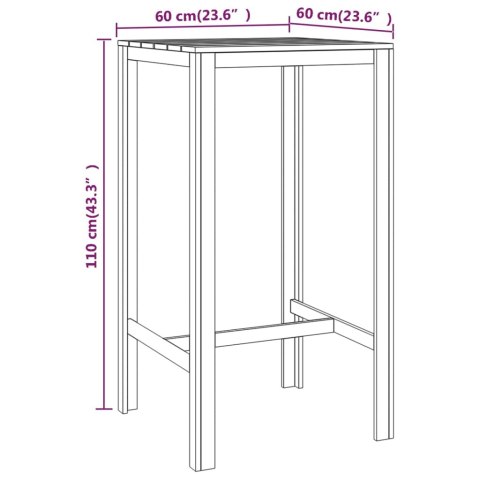  Stolik barowy, 60x60x110 cm, impregnowana sosna