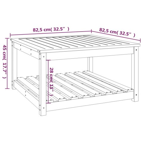  Stolik ogrodowy, czarny, 82,5x82,5x45 cm, lite drewno sosnowe