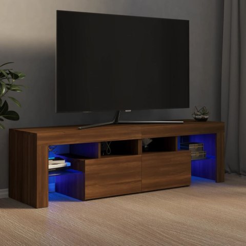  Szafka TV z oświetleniem LED, brązowy dąb, 140x36,5x40 cm