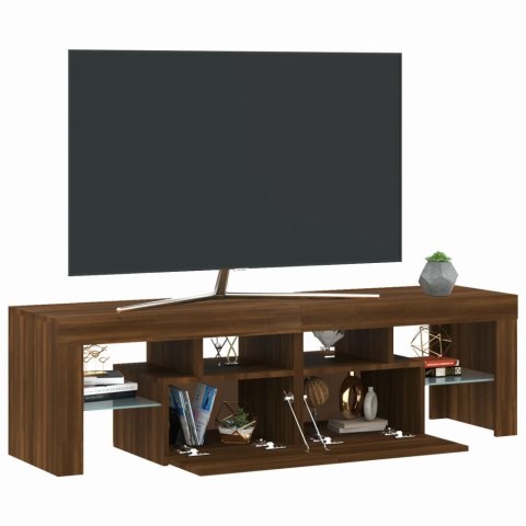  Szafka TV z oświetleniem LED, brązowy dąb, 140x36,5x40 cm