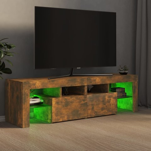  Szafka TV z oświetleniem LED, opalany dąb, 140x36,5x40 cm