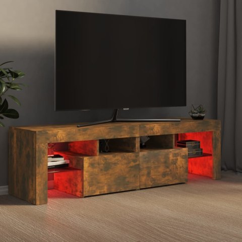  Szafka TV z oświetleniem LED, opalany dąb, 140x36,5x40 cm