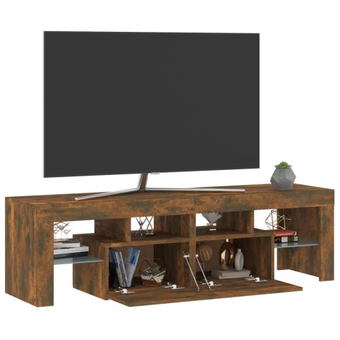  Szafka TV z oświetleniem LED, opalany dąb, 140x36,5x40 cm