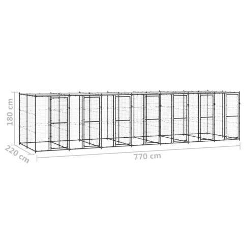  Kojec dla psa, z zadaszeniem, stalowy, 16,94 m²