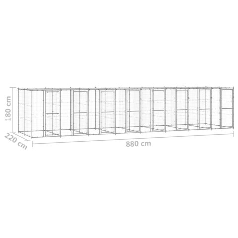  Kojec dla psa, z zadaszeniem, stal galwanizowana, 19,36 m²