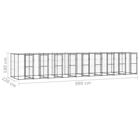  Kojec dla psa, z zadaszeniem, stalowy, 21,78 m²