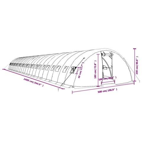  Szklarnia ze stalową ramą, zielona, 120 m², 24x5x2,3 m