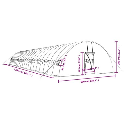  Szklarnia ze stalową ramą, zielona, 132 m², 22x6x2,85 m