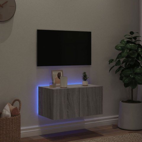  Ścienna szafka TV z LED, szary dąb sonoma, 60x35x31 cm