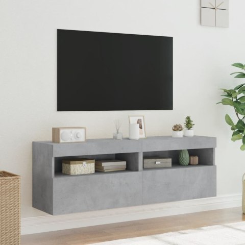  Ścienne szafki TV z LED, 2 szt., szarość betonu, 60x30x40 cm