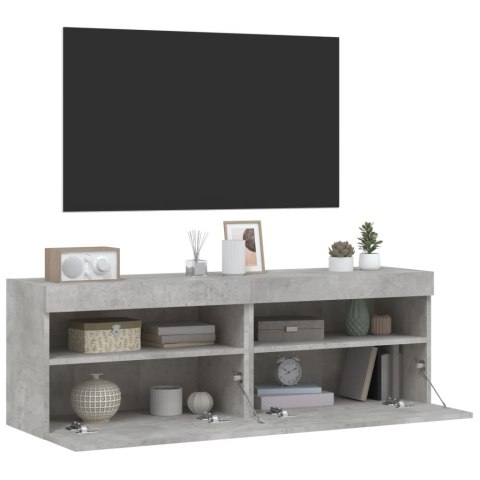  Ścienne szafki TV z LED, 2 szt., szarość betonu, 60x30x40 cm