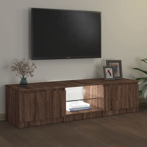  Szafka pod TV, z LED, brązowy dąb, 140 x 40 x 35,5 cm