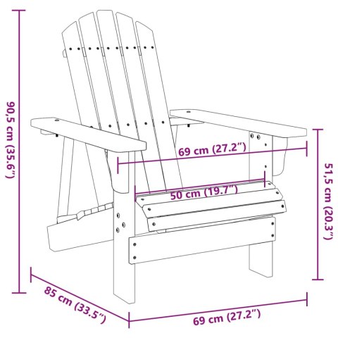  Krzesło adirondack, szare, 69x85x90,5 cm, lite drewno jodłowe