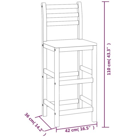  Krzesła barowe, 6 szt,. lite drewno akacjowe
