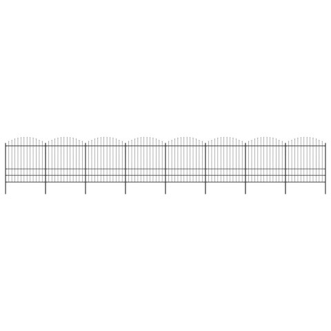  Panele ogrodzeniowe z grotami, stal, (1,75-2) x 13,6 m, czarne