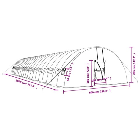  Szklarnia ze stalową ramą, biała, 120 m², 20x6x2,85 m