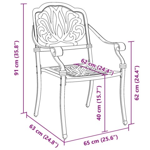  Krzesła ogrodowe 2 szt., zielone, odlewane aluminium