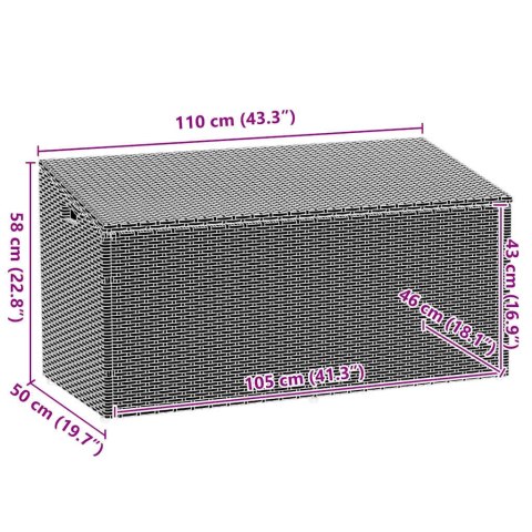  Skrzynia ogrodowa beżowa 110x50x58 cm polirattan