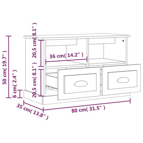  Szafka pod TV, szary beton, 80x35x50cm, materiał drewnopochodny