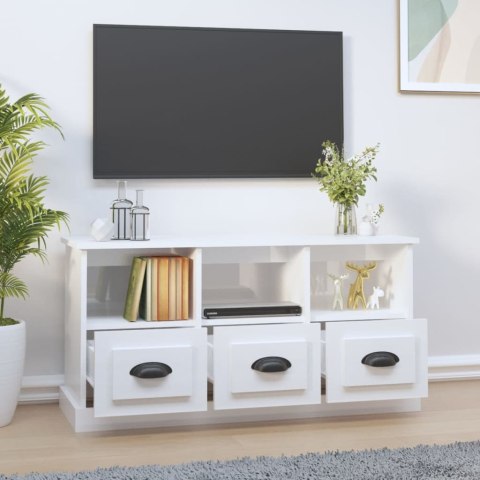  Szafka pod TV, wysoki połysk, biała, 100x35x50 cm