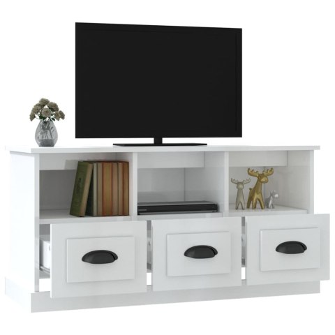  Szafka pod TV, wysoki połysk, biała, 100x35x50 cm