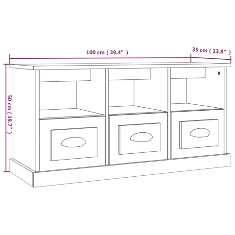  Szafka pod TV, wysoki połysk, biała, 100x35x50 cm