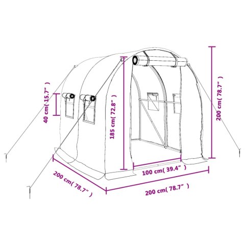  Szklarnia ze stalową ramą, zielona, 4 m², 2x2x2 m