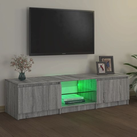  Szafka pod TV, z LED, szary dąb sonoma, 140x40x35,5 cm