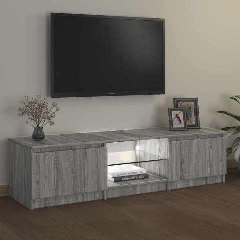  Szafka pod TV, z LED, szary dąb sonoma, 140x40x35,5 cm