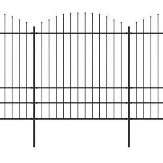  Panele ogrodzeniowe z grotami, stal, (1,75-2) x 10,2 m, czarne